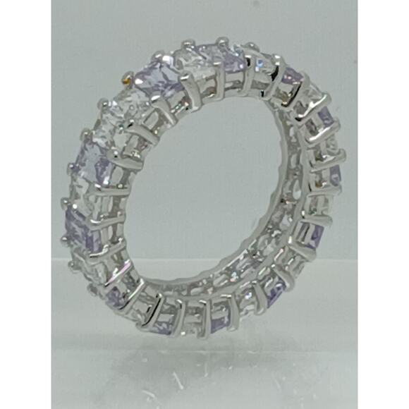 3.70CT White Gold EP Eternity Anniversary Wedding Band Ring Size 9 - Picture 7 of 8